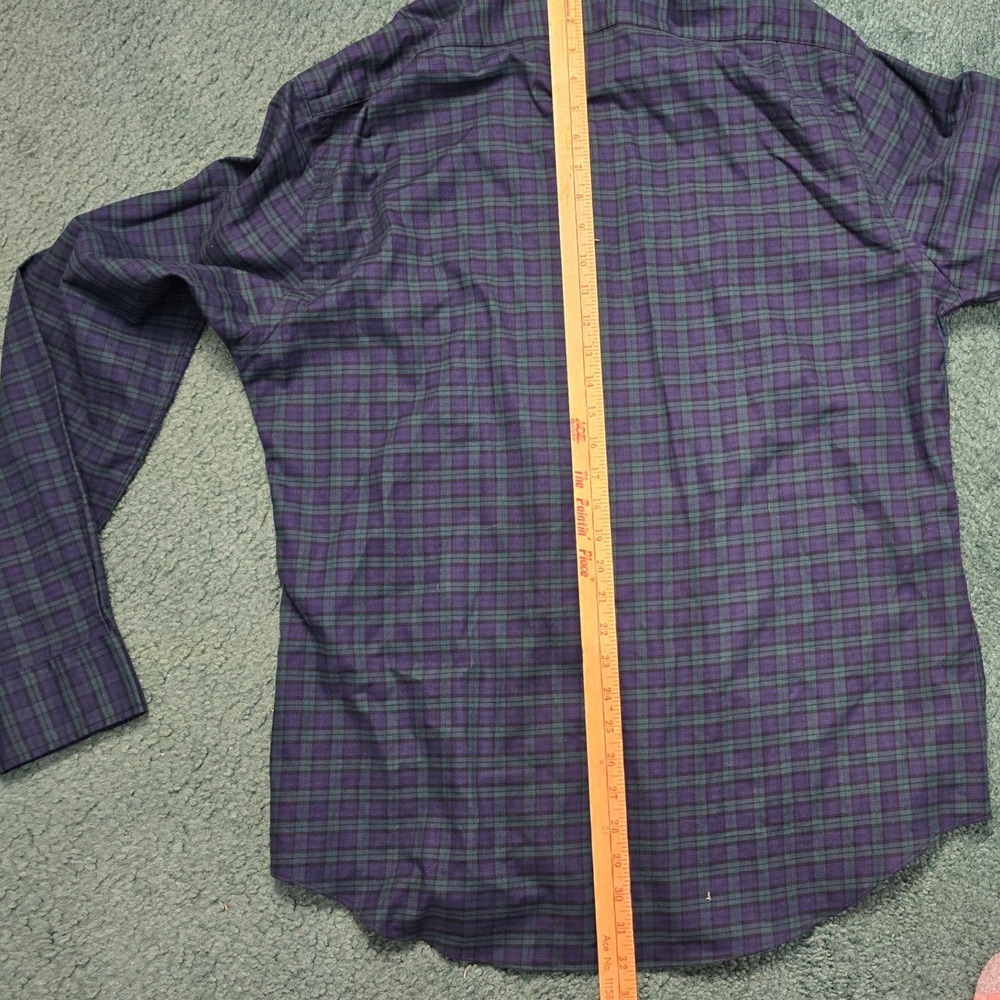 Polo Ralph Lauren Mens XL Slim Fit Black Watch Plaid Navy Blue Green Shirt NWT - Picture 7 of 7